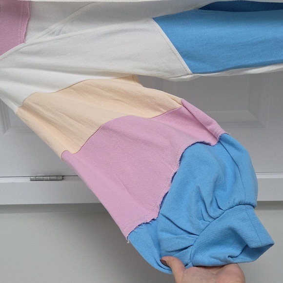 NWT Pilcro By Anthropologie Multicolor Patchwork Hoodie Sweater, Size M - Picture 6 of 10